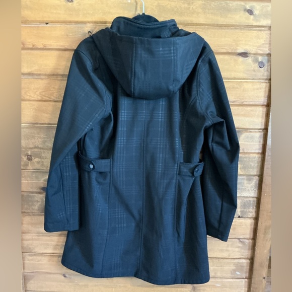 Jaclyn Smith Herringbone Black Trench Coat with Hood - Picture 4 of 8